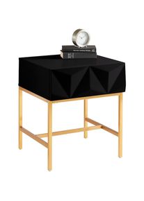 LEONIQUE, Beistelltisch &raquo;Minfi, TOPSELLER!, OTTOs Choice&laquo; Schublade mit 3D-Front, auch als Nachttisch geeignet, Breite 50 cm, schwarz, B/H/T: 50 cm x 