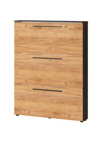 Germania, Germania Schuhschrank &raquo;GW-Utah Schuhschrank in 2 Breiten, mit 2 oder 3 Klappen,&laquo; stehend und h&auml;ngend montierbar, graphit, navarra, eiche, 