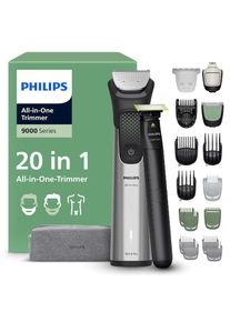Philips, Multifunktionstrimmer &raquo;Series 9000 MG9557/15&laquo; 20 Aufs&auml;tze 20-in-1-Trimmer f&uuml;r Gesicht, K&ouml;rper und Kopfhaare, silberfarben