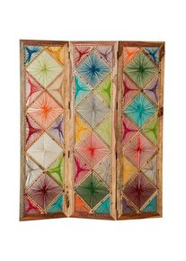 Goodproduct, GOODproduct Paravent &raquo;Verbena&laquo; Breite 153 cm, hellbraun, bunt