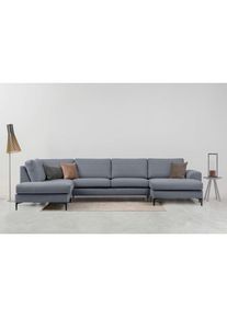 Goodproduct, GOODproduct Wohnlandschaft &raquo;Henry, U-Form, Breite 363 cm&laquo; mit Metallbeinen, Wellenunterfederung, wasserabweisender Stoff, light grau, 100