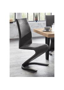 Home Affaire, Home Affaire Esszimmerstuhl &raquo;Ziri Schwingstuhl&laquo; (Set) 2 Stk.Bezug aus strapazierf&auml;higer Microfaser, schwarzes Metallgestell, anthrazit, 