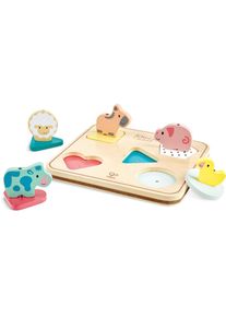 HAPE, Puzzle &raquo;Tierger&auml;uschepuzzle Tom&laquo; mit Ger&auml;uschen, bunt, Holz, Metall