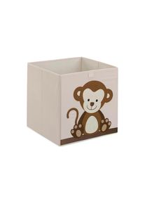 Relaxdays, Relaxdays Aufbewahrungsbox &raquo;Affe&laquo;, beige, braun, cr&egrave;me, hellbraun, Polyester, B/H/T: 33 cm x 33 cm