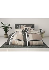 H.I.S. H.I.S, Bettw&auml;sche &raquo;Cassia&laquo; 2 Stk. in sportlichem Karo Design,Bettw&auml;sche aus Baumwolle,ab Gr. 135x200 cm, taupe, Linon, Obermaterial: 100% Baumwolle, 1