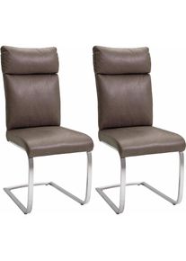 MCA furniture, MCA furniture Freischwinger (Set) 2 Stk.Stuhl belastbar bis 130 Kg, braun, silberfarben, Microfaser, B/H/T: 46 cm x 106 cm x 62 cm