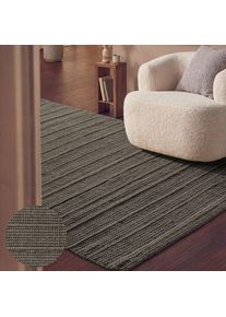 Ted Baker, Wollteppich &raquo;Parker&laquo; rechteckig 7 mm H&ouml;he Wolle, Natur, Handgewebt, Wohnzimmer, Schlafzimmer, Boho, Skandi, braun grau, Wolle, 7 mm