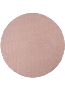 Paco Home, Teppich &raquo;Porto 890&laquo; rund 13 mm H&ouml;he Kurzflor, Uni-Farben, ideal im Wohnzimmer & Schlafzimmer, ros&eacute;, Polypropylen, 13 mm