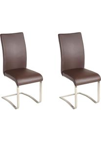 MCA furniture, MCA furniture Freischwinger &raquo;Arco&laquo; (Set) 2 Stk.2er-, 4er-, 6er-Set, Stuhl belastbar bis 130 Kg, braun, edelstahl geb&uuml;rstet, Kunstleder,