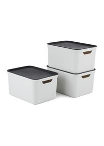 Rotho, Rotho Aufbewahrungsbox &raquo;3er-Set weiss A4 JIVE&laquo;, wei&szlig;, Stapelbare Aufbewahrungsboxen mit Deckel