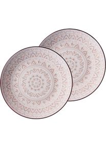 Ritzenhoff & Breker Ritzenhoff & Breker, Dessertteller &raquo;Valencia&laquo; Steinzeug, s&uuml;dl&auml;ndisches Dekor in Stempeltechnik, natur, hellbraun, hellrosa, Steinzeug, 21,5 cm