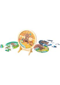 HAPE, Puzzle &raquo;4-Jahreszeiten-Lagenpuzzle&laquo; leuchtet im Dunkeln, bunt, Holz, Papier, Pappe