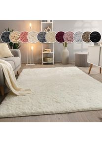 Paco Home, Hochflor-Teppich &raquo;Silky 591&laquo; rechteckig 37 mm H&ouml;he Uni-Farben, besonders weich und kuschelig, vanille, Polyester, 37 mm