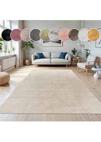 Paco Home, Fellteppich &raquo;Kunstfell Soft 380&laquo; rechteckig 14 mm H&ouml;he Langflor, Kuschelteppich - besonders weich, Uni-Farben, cream, Polyester, 14 mm