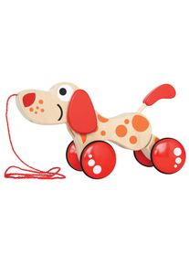HAPE, Nachziehtier &raquo;H&uuml;ndchen Puppy&laquo; F&ouml;rdert Feinmotorik, Koordination und Vorstellungskraft, natur, rot, Einheitsgr&ouml;&szlig;e, Nachziehtier