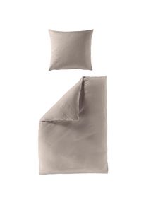 Bierbaum, Bierbaum Bettw&auml;sche &raquo;Elegant uni&laquo; 2 Stk. Mako-Satin, 100 % Baumwolle, Uni, pflegeleicht, taupe, Mako-Satin, Obermaterial: 100% Baumwolle, 1 
