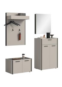 Home Affaire, Home Affaire Garderoben-Set &raquo;RAK, 4-teilige Garderoben-Kombination, Breite ca. 165 cm&laquo; Sitzbank, Garderobenpaneel, Schuhkommode, Spiegel
