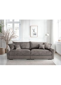 Home Affaire, Home Affaire Big-Sofa &raquo;Finka, Breite 190 cm&laquo; Mega-Sofa, Cord oder Chenille-Struktur, mit Federkern & 4 Zierkissen, taupe, 100% Polyester