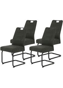 Hela, Hela Freischwinger &raquo;KERTIN&laquo; (Set) 4 Stk.XL Sitzbreite, Griff, Federkorb, 140kg belastbar, vintage anthrazit, schwarz, Metall, Polyester, Stoff, 