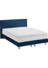 Westfalia Schlafkomfort, Boxbett, k&ouml;nigsblau, Boxbett,140cm,7-Zonenkaltschaummatratze H3,in Glanzvelours K&ouml;nigsblau