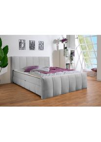 Home Affaire, Home Affaire Boxbett &raquo;Hanelore inkl. Bettkasten und Topper&laquo; Boxbett mit Bettkasten und Fussteil, inkl. Topper, grau, Samtvelours 