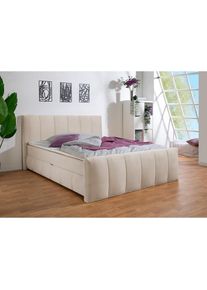 Home Affaire, Home Affaire Boxbett &raquo;Hanelore inkl. Bettkasten und Topper&laquo; Boxbett mit Bettkasten und Fussteil, inkl. Topper, beige, Samtvelours 