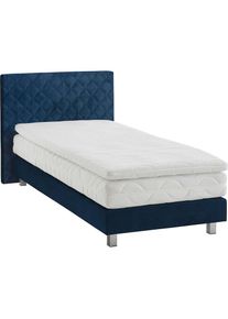 Westfalia Schlafkomfort, Boxbett, k&ouml;nigsblau, Boxbett,90cm,5-Zonentaschenfederkernmatratze H3,mit Topper, in Glanzvelours K&ouml;nigsblau