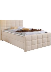 Home Affaire, Home Affaire Boxbett Boxbett mit Bettkasten und Fussteil, inkl. Topper, beige, creme, Strukturstoff nutzbarer Bettkasten, inkl. Topper;