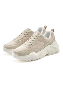 Lascana, Unisex, Lascana Sneaker &raquo;Turnschuhe,&laquo; Halbschuh, Sportschuh, leichte Chunky Sohle, weiche Innensohle VEGAN, beige, 38, Leichter Plateau-