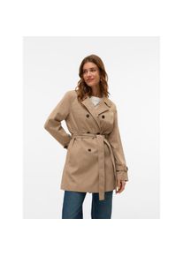 V&eacute;ro Moda Vero Moda, Unisex, Trenchcoat &raquo;VMCHELSEA OLIVIA TRENCHCOAT NOOS&laquo; kurzer 2-Reiher mit abnehmbarem Bindeg&uuml;rtel, silber mink, S, Kurzer Trenchcoat von 