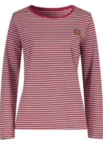 Damen Ringelshirt mit langen &Auml;rmeln kirsche-hellgrau-gestreift