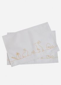 Lot de 2 sets de table imprim&eacute; lapin en blanc45x30 cm, Couleur/Motif: blanc/dor&eacute;, bonprix