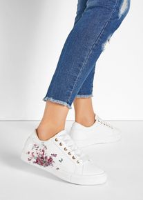 Sneaker mit floralem Druck in weiss, Gr&ouml;sse 36, bonprix