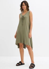 Jerseykleid mit Schn&uuml;rung in gr&uuml;n, Gr&ouml;sse 36/38 (S), bonprix