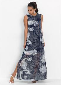 Langes Chiffonkleid in blau, Gr&ouml;sse 38, bonprix