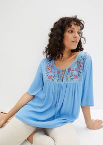 Crincle- Tunika aus softer Viskose in blau, Gr&ouml;sse 44, bonprix