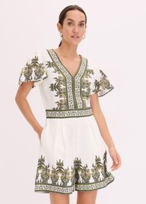 Overall mit Leinenanteil in weiss, Gr&ouml;sse 34, bonprix