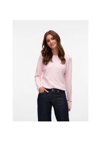 V&eacute;ro Moda Vero Moda, Unisex, Rundhalspullover &raquo;VMDOFFY LS O-NECK BLOUSE GA NOOS&laquo; Materialmix, regular fit, pink, a, boo detail:melange, M, Kuscheliger Basic 