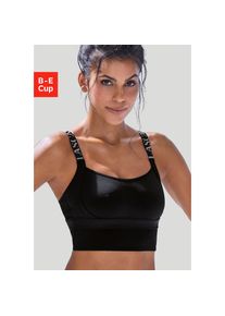 active by Lascana Lascana Active, LASCANA ACTIVE Sport-BH ohne B&uuml;gel in Longform mit schimmerndem Unterbrustband, schwarz, 80, Cup C, Sport-BH
