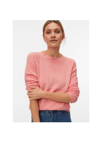 V&eacute;ro Moda Vero Moda, Unisex, Rundhalspullover &raquo;VMDOFFY LS O-NECK BLOUSE GA NOOS&laquo; Materialmix, regular fit, coral paradise detail:with wei&szlig; melange, XL, 