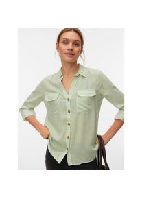 V&eacute;ro Moda Vero Moda, Unisex, Hemdbluse &raquo;VMBUMPY L/S SHIRT NEW WVN GA NOOS&laquo; Viskose, regular fit, mistletoe stripes:snow wei&szlig;, XS, Bluse von Vero Moda