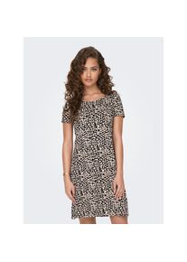 Only, Unisex, Only Minikleid &raquo;ONLBERA BACK LACE UP S/S DRESS JRS NOOS&laquo; Viskosemischung, regular fit, Rundhals, schwarz aop:eggnog leo, XL, N-Gr, 