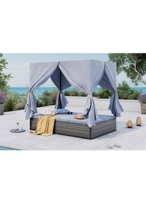 Ambia Garden Gartenliege , Grau , Metall, Kunststoff, Textil , F&uuml;llung: Polyester , 135x180x197 cm , wetterfest , Gartenm&ouml;bel, Gartenliegen, Sonnenliegen