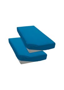 Goodproduct, GOODproduct Spannbettlaken &raquo;PAPRIKA&laquo; Bettlaken, Laken, in zwei Qualit&auml;ten: Fleece & Jersey, pflegeleicht, mittelblau, Microfaser-Jersey, 