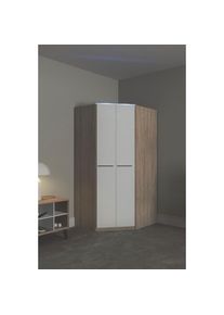 Priess, Priess Eckkleiderschrank &raquo;Barcelona Kleiderschrank Eckl&ouml;sung Raumwunder&laquo; in 2 Tiefen Schrank Eckschrank Garderobe, struktureichefarben hell, 