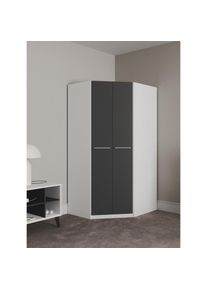 Priess, Priess Eckkleiderschrank &raquo;Barcelona Kleiderschrank Eckl&ouml;sung Raumwunder&laquo; in 2 Tiefen Schrank Eckschrank Garderobe, wei&szlig;, schwarz, 