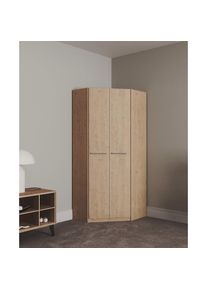 Priess, Priess Eckkleiderschrank &raquo;Barcelona Kleiderschrank Eckl&ouml;sung Raumwunder&laquo; in 2 Tiefen Schrank Eckschrank Garderobe, edelbuchefarben, 