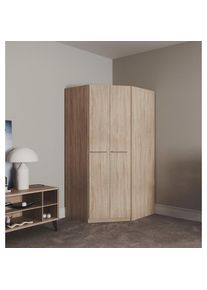 Priess, Priess Eckkleiderschrank &raquo;Barcelona Kleiderschrank Eckl&ouml;sung Raumwunder&laquo; in 2 Tiefen Schrank Eckschrank Garderobe, struktureichefarben hell, 