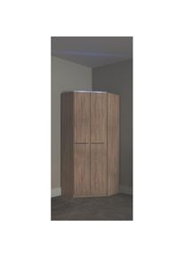 Priess, Priess Eckkleiderschrank &raquo;Barcelona Kleiderschrank Eckl&ouml;sung Raumwunder&laquo; in 2 Tiefen Schrank Eckschrank Garderobe, struktureichefarben hell, 