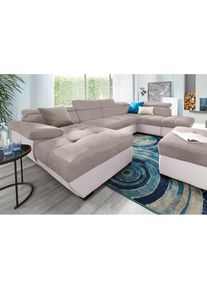 COTTA, COTTA Wohnlandschaft &raquo;Speedway U-Form&laquo; mit Kopfteilverstellung, wahlweise mit Bettfunktion & Bettkasten, schlamm, schlamm, Kunstleder SOFTLUX /